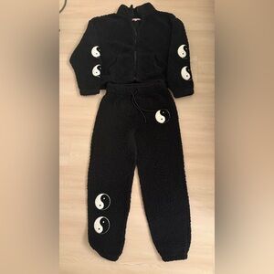 Black Yin Yang Fleece Tracksuit size L